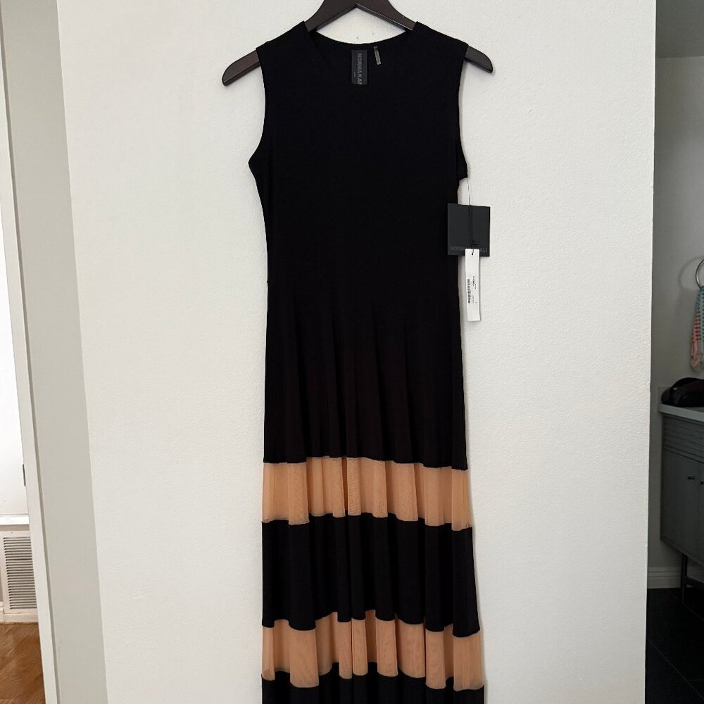 Norma Kamali Cocktail Dress Black Nude New NWT Size Small